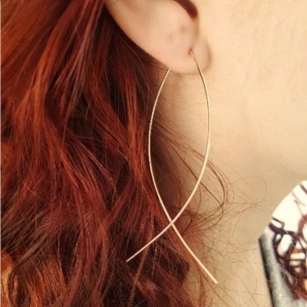 Gold Threader Hoops earrings 14k gold fill